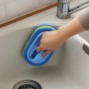 Esponja de limpieza con empuñadura para baño y cocina Para azulejos y bañera Limpieza de fregaderos y lavabos Esponja de capas azul 15,5 x 9,5 x 3 cm 3