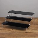 Espositore in acrilico a 3 livelli 30 × 27,5 × 15 × 10 cm organizzatore nero per figure profumi gioielli mensola per esposizione di oggetti 1