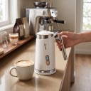 Espumador automático de leite DEVISIB 3 em 1 Recipiente 300 ml Potência 500 W Espuma quente e fria Aquecimento de leite Jarro em aço inoxidável Branco 6