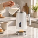 Espumador de leite elétrico BioloMix Espuma de leite quente e fria Painel de controlo com escolha de modos Tampa transparente Para latte 3