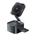 Estação de carregamento magnética 3 em 1 Qi2.2 25 W Toocki Dobrável com cabo retrátil e adaptador 45 W para iPhone Apple Watch e AirPods Preto 1