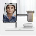 Estação de carregamento sem fios magnética 3 em 1 Qi2 15 W para iPhone Apple Watch Galaxy Watch e AirPods Suporte ajustável 5