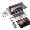 Estação de docagem USB-C inteligente com display HDMI 2.0 4K 60 Hz USB 3.0 LAN PD 100 W e jack de 3,5 mm cinza para escritório 7