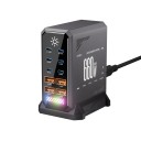 Estación de carga GaN de 660W 72 x 90 x 118 mm cargador rápido USB-C y USB-A de 10 puertos PD3.1 PD3.0 PPS con luz LED cambiante enchufe EU HW18 1