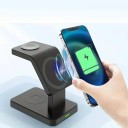 Estación de carga inalámbrica magnética 3 en 1 15 W Base de escritorio para teléfono, reloj y auriculares Diseño compacto 4