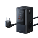 Estación de carga rápida de 35 W con 2 puertos USB A, 2 puertos USB C y 3 salidas de CA. Toma de corriente UE de 4000 W. Protección 5