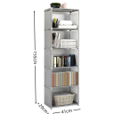 Estante 29 x 41 x 155 cm estante de almacenamiento de 6 niveles con estructura de acero inoxidable y cubierta gris de tela no tejida Organizador 2