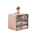 Estante de almacenamiento para productos cosméticos con cajones 17,5 × 13 × 16,5 cm organizador de plástico para cosméticos y pequeños accesorios para el baño 2