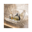 Estante de baño acrílico de pared de 12 x 9 x 8 cm, transparente, organizador de almacenamiento, sin perforaciones, soporte para cosméticos 4