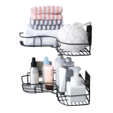 Estante de baño de esquina triangular de 37 x 26,5 cm, de acero inoxidable, sin perforaciones, impermeable, autoadhesivo, para almacenamiento en el baño. 3