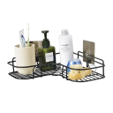 Estante de baño de esquina triangular de 37 x 26,5 cm, de acero inoxidable, sin perforaciones, impermeable, autoadhesivo, para almacenamiento en el baño. 5