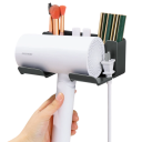 Estante de baño de pared para secador de pelo 16,5×7×12,5 cm Soporte con apertura de 5 cm Organizador con compartimento para peine Accesorios cosméticos Estante de almacenamiento 2