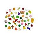 Estante marrón de 4 estantes Mini supermercado con 30 piezas de alimentos y bebidas Juguete de simulación para niños Mostrador de juego para jugar a ser vendedor 4