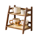 Estantería de escritorio de 2 niveles 26,5 x 18 x 28,5 cm Estructura de bambú con paneles de ABS Organizador para escritorio Estante 3