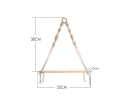 Estantería de pared colgante de madera 10 × 35 × 38 cm Estante de una sola capa con cuerda y cuentas Estante decorativo boho 2