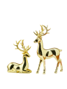 Estatuetas decorativas de veados brilhantes 2 pcs 9x11 cm e 9x16 cm resina decoração moderna para interiores em prateleiras e cómodas 2