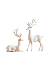 Estatuetas decorativas de veados mate 2 pcs 9x11 cm e 9x16 cm resina decoração moderna para interiores em prateleira e cómoda 1