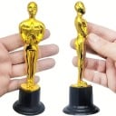Estatuilla Dorada de Premio con Estrella al Estilo de Premios de Cine de 15 cm con Base Negra de Plástico para Concursos, Regalos, Fiestas y Disfraces 5