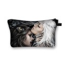 Estojo de cosméticos feminino com motivo de bruxaria e Halloween 13 x 21,5 cm Forma plana com fecho éclair e alça Estampado marcante Poliéster 5