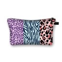 Estojo de maquilhagem feminino com fecho Estojos para maquilhagem e pequenos objetos Estampa com padrões animais e geométricos Poliéster 21,5 x 13 3