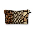 Estojo de maquilhagem feminino com fecho Estojos para maquilhagem e pequenos objetos Estampa com padrões animais e geométricos Poliéster 21,5 x 13 16