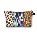 Estojo de maquilhagem feminino com fecho Estojos para maquilhagem e pequenos objetos Estampa com padrões animais e geométricos Poliéster 21,5 x 13 19