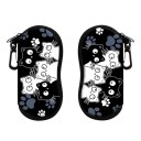 Estojo de óculos preto 17,9 x 8,5 cm com motivo de gatos desenhados com fecho de zip e mosquetão para pendurar Proteção de óculos 1