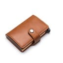 Estojo de viagem para cartões e documentos com caixa e capa em couro PU Fecho de botão de pressão Bolsa interior Dimensões 9,5 x 6,5 x 4