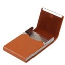 Estojo de viagem para documentos e cartões Rígido em couro PU e metal Faixa metálica brilhante Tampa articulada Dimensões compactas 9,6 x 12