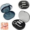 Estojo para aparelhos e próteses dentárias 2 camadas com espelho plástico ABS tampa transparente preta para armazenar alinhadores e utensílios 3