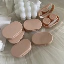 Estojo para lentes de contacto com espelho, estojo compacto de plástico colorido com caixas L R, pinça e aplicador para viagem 7