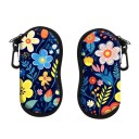 Estojo para óculos 17,9 x 8,5 cm com fecho e mosquetão Padrão floral colorido Proteção para óculos Estojo de design para viagens e uso doméstico 1