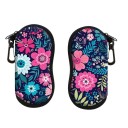 Estojo para óculos 17,9 x 8,5 cm com fecho e mosquetão Padrão floral colorido Proteção para óculos Estojo de design para viagens e uso doméstico 2