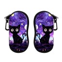 Estojo para óculos 17,9 x 8,5 cm com motivo de gato preto Design elegante Motivo simples Mosquetão Fecho de zip 3
