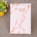Estojo para passaporte com padrão mármore e inscrição dourada Passport Estojo para documentos em pele PU com bordas cosidas Dimensões 14 x 10 cm 5