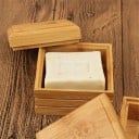 Estuche de bambú para jabón con tapa Caja cuadrada para jabón sólido con abertura para drenaje de agua Para el baño Dimensiones 8,5 x 5,5 x 8 cm 3