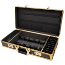 Estuche de peluquería de aluminio dorado Estuche de viaje para herramientas de peinado para peluqueros Estuche impermeable con cerradura de código 56 x 33 x 11 cm 3