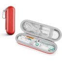 Estuche de viaje para cepillo de dientes eléctrico 21 x 7,5 cm Estuche duro de EVA Diseño de carbono impermeable Espacio para cargador y pasta 1