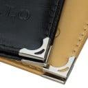Estuche de viaje para documentos con fundas transparentes y bolsillos para tarjetas Esquinas metálicas Bordes cosidos de cuero PU Dimensiones 10,2 20