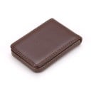 Estuche de viaje para documentos y tarjetas con tapa abatible de cuero PU y metal Bordes cosidos Dimensiones 10,3 x 6,5 x 1,8 cm 2