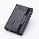 Estuche de viaje para documentos y tarjetas de PU cuero y aluminio Dimensiones compactas 11 x 2,7 x 7,5 cm Bolsillo frontal con corte Elástico 1