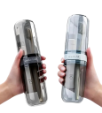Estuche de viaje transparente y opaco para cepillo de dientes, estuche higiénico portátil 1