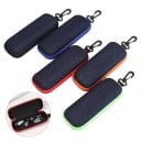 Estuche para gafas 16,2 x 6,6 x 4,2 cm Estuche de tela vaquera con cremallera y mosquetón Estuche rígido protector para gafas de sol y gafas 7