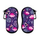 Estuche para gafas 17,9 x 8,5 cm Motivo flamenco Cierre de cremallera Mosquetón para fijación Estuche protector para gafas de sol y gafas 3