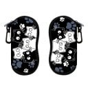 Estuche para gafas negro 17,9 x 8,5 cm con motivo de gato de dibujos animados Cremallera con mosquetón para colgar Protección de gafas 1