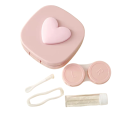 Estuche para lentes de contacto con espejo y accesorios tamaño 7 x 7 x 2,4 cm estuche de plástico colorido con corazón para viajar 9