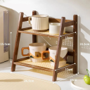 Étagère de rangement en bois 26,5 x 18 x 28,5 cm 2 niveaux avec un espace de 15,5 cm Support naturel pour cosmétiques, épices ou fournitures 4