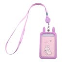 Etiqueta para cartão com orelhas de coelho Estojo para cartão com janela transparente Retrátil e cordão para o pescoço Para a escola 1