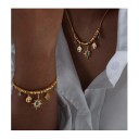 Etnische Boho Set Halskette 40+5 cm und Armband 17+5 cm Edelstahl Luxus Schmuck für Frauen Hochzeitsmodeaccessoires 2