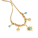 Etnische Boho Set Halskette 40+5 cm und Armband 17+5 cm Edelstahl Luxus Schmuck für Frauen Hochzeitsmodeaccessoires 5